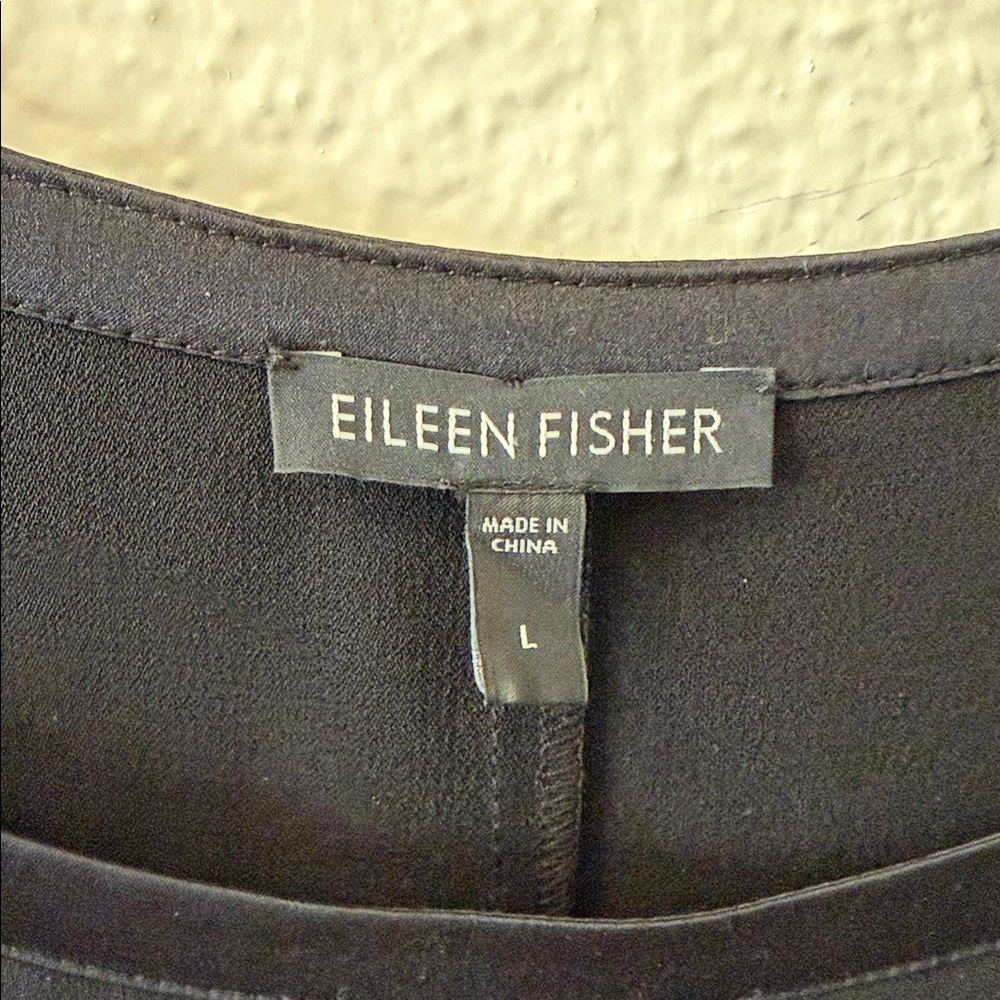 Eileen Fisher Classic Black Long Sleeve A line Dress - Picture 2 of 6